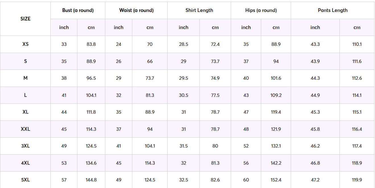 Adults’s Size Chart